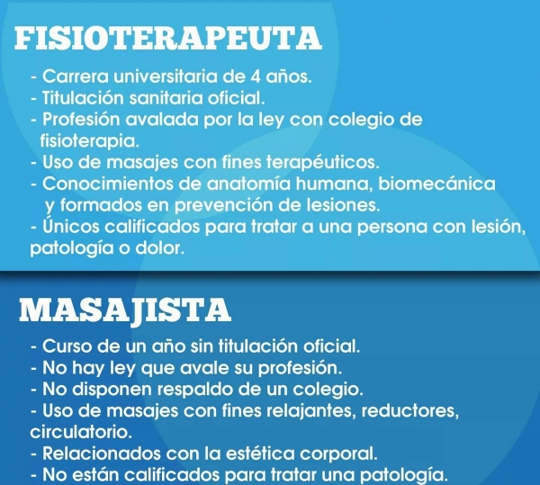 Diferencias entre fisioterapia y masajista